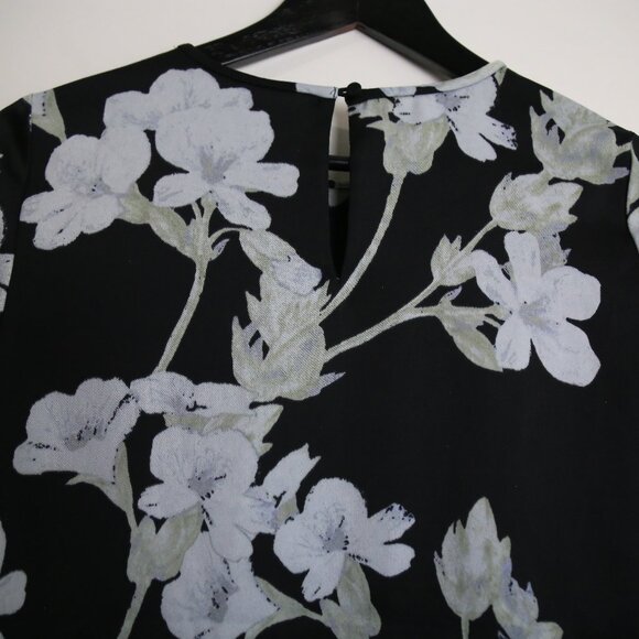 Club Monaco Floral Open Cut Long Sleeve High Neck Black Blouse Size XS - Picture 7 of 7